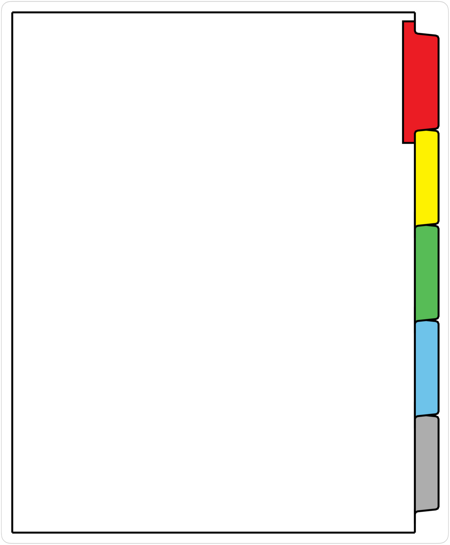 DocuCopy 199829126 Laminated Index Tabs 90 Lb. Paper 1/5 Cut Straight Collated No Holes Multi-Color