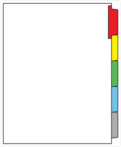 DocuCopy 199829126 Laminated Index Tabs 90 Lb. Paper 1/5 Cut Straight Collated No Holes Multi-Color